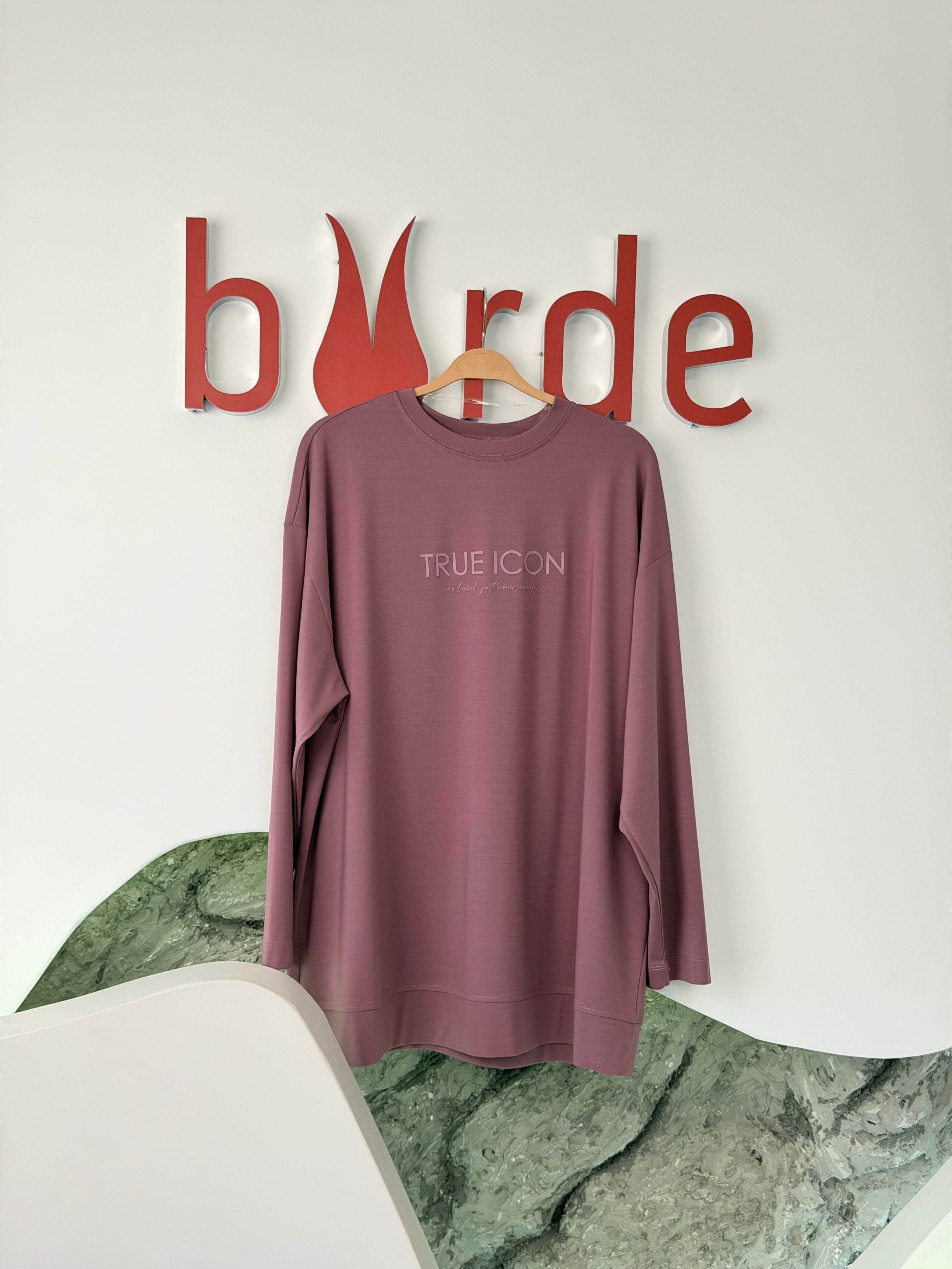 Gül Renk Tonaton Baskılı Basic S-Shirt
