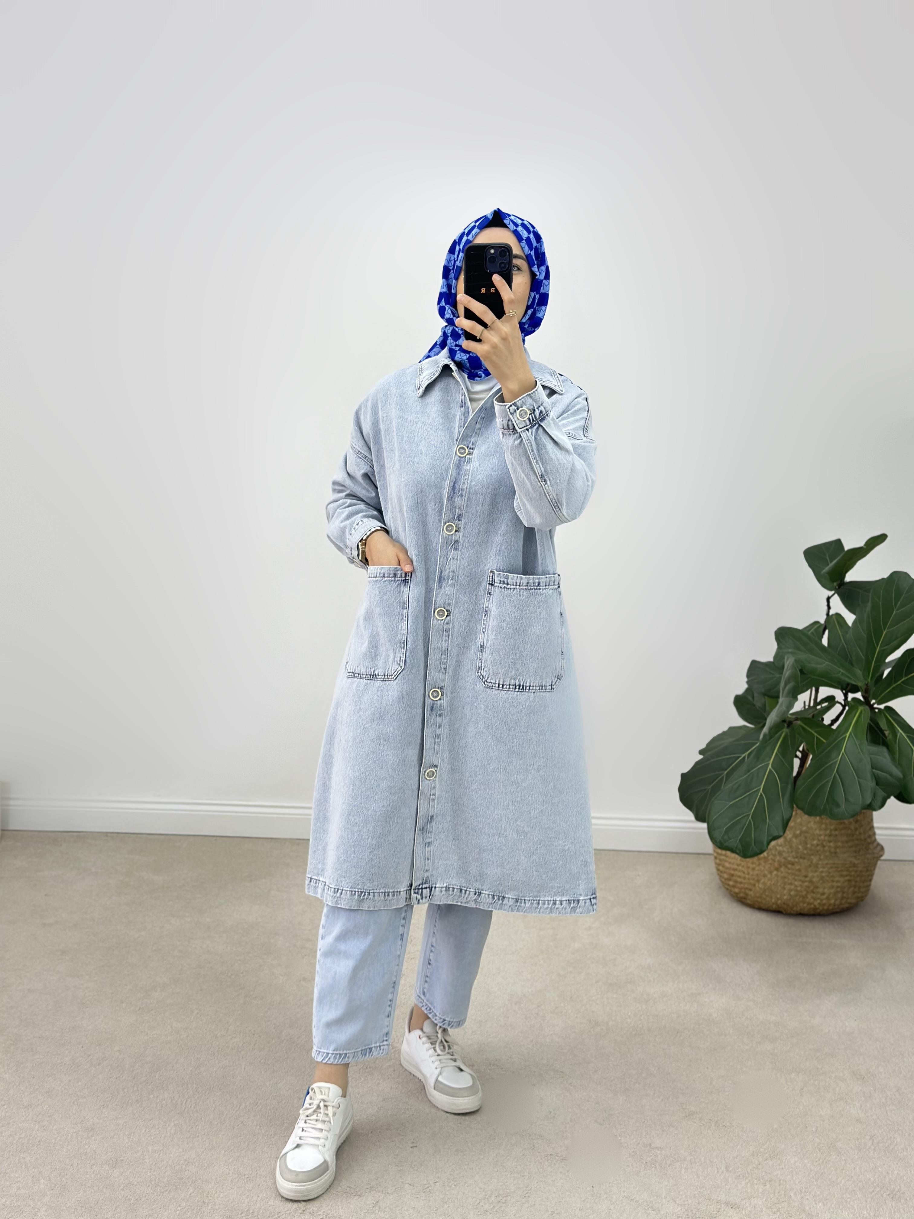 İkoll Yıkamalı Oversize Denim Kap