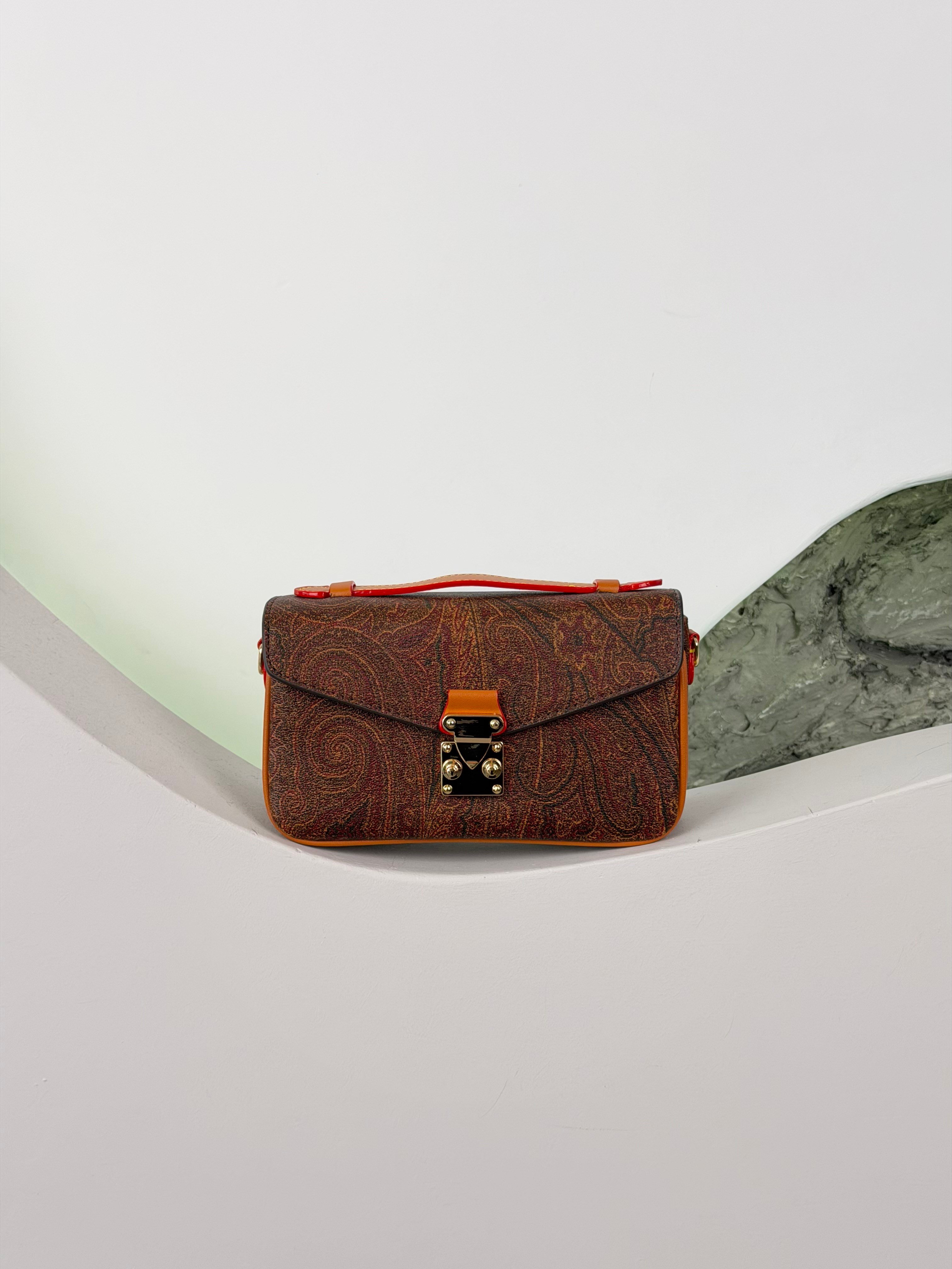 Kahve Renk Etnik Desen Premium Mini Çanta