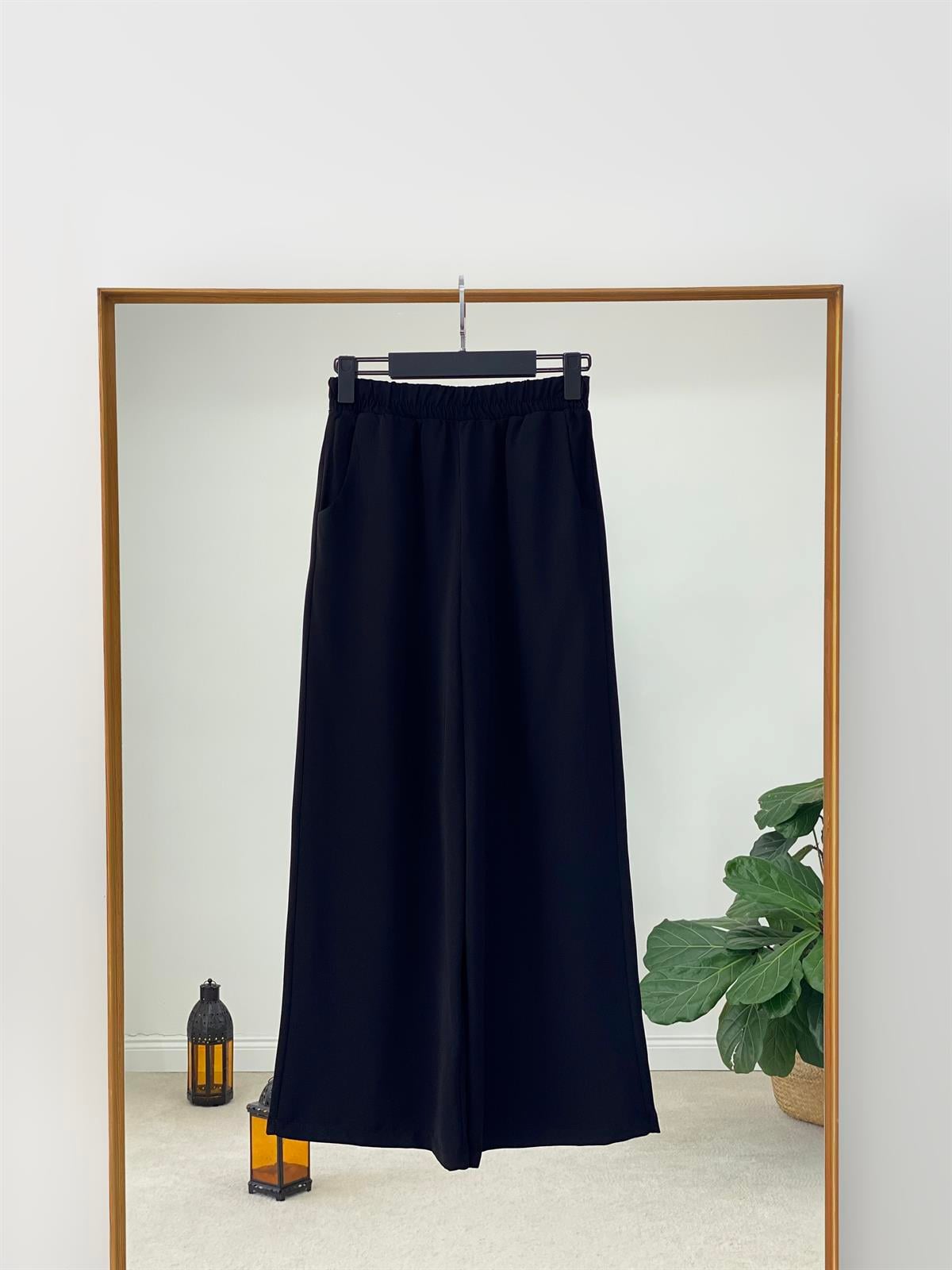 Krep Kumaş Bol Paça Pantolon