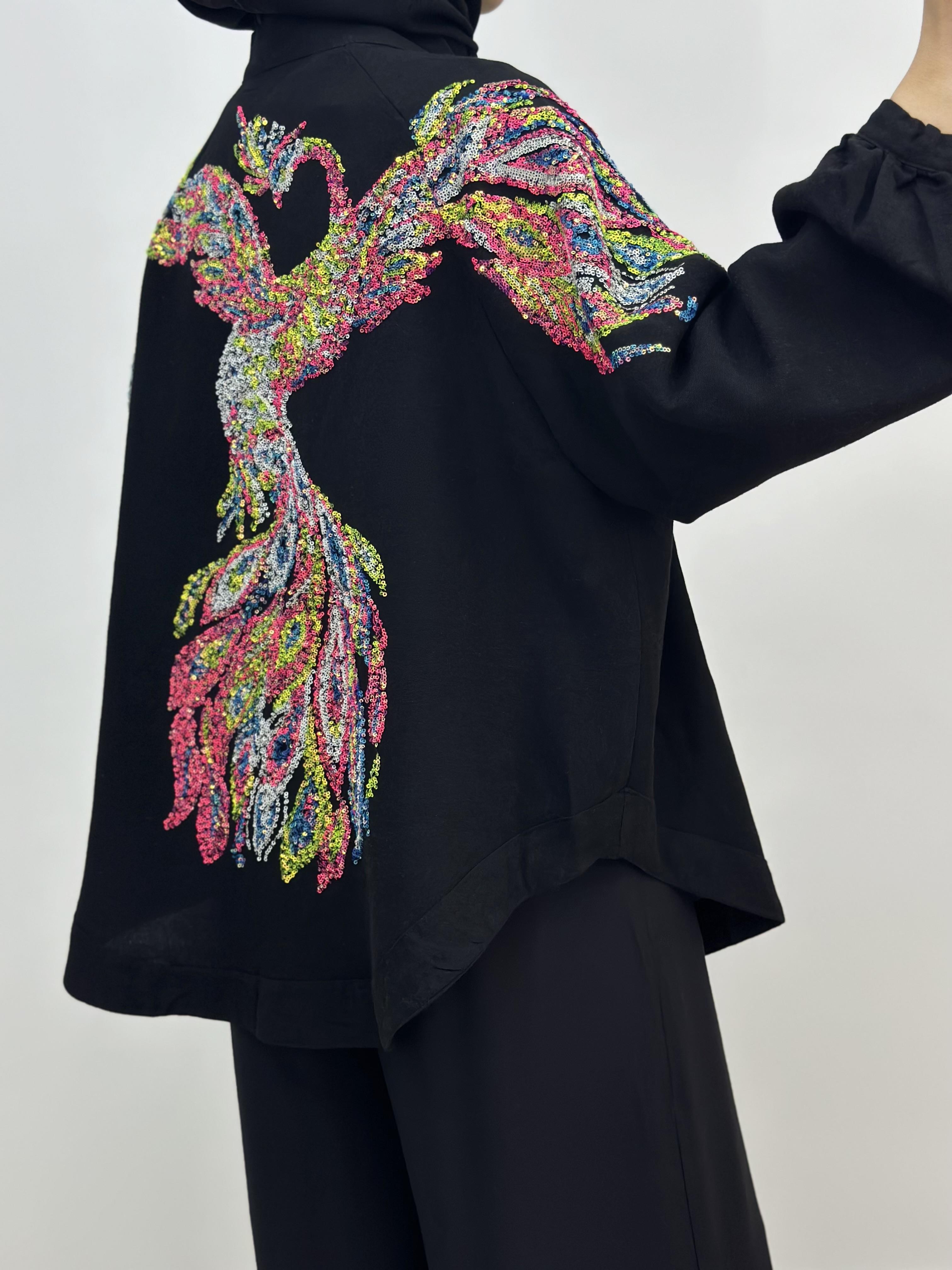 Natural Kumaş Nakışlı Ve Pul İşlemeli Kimono