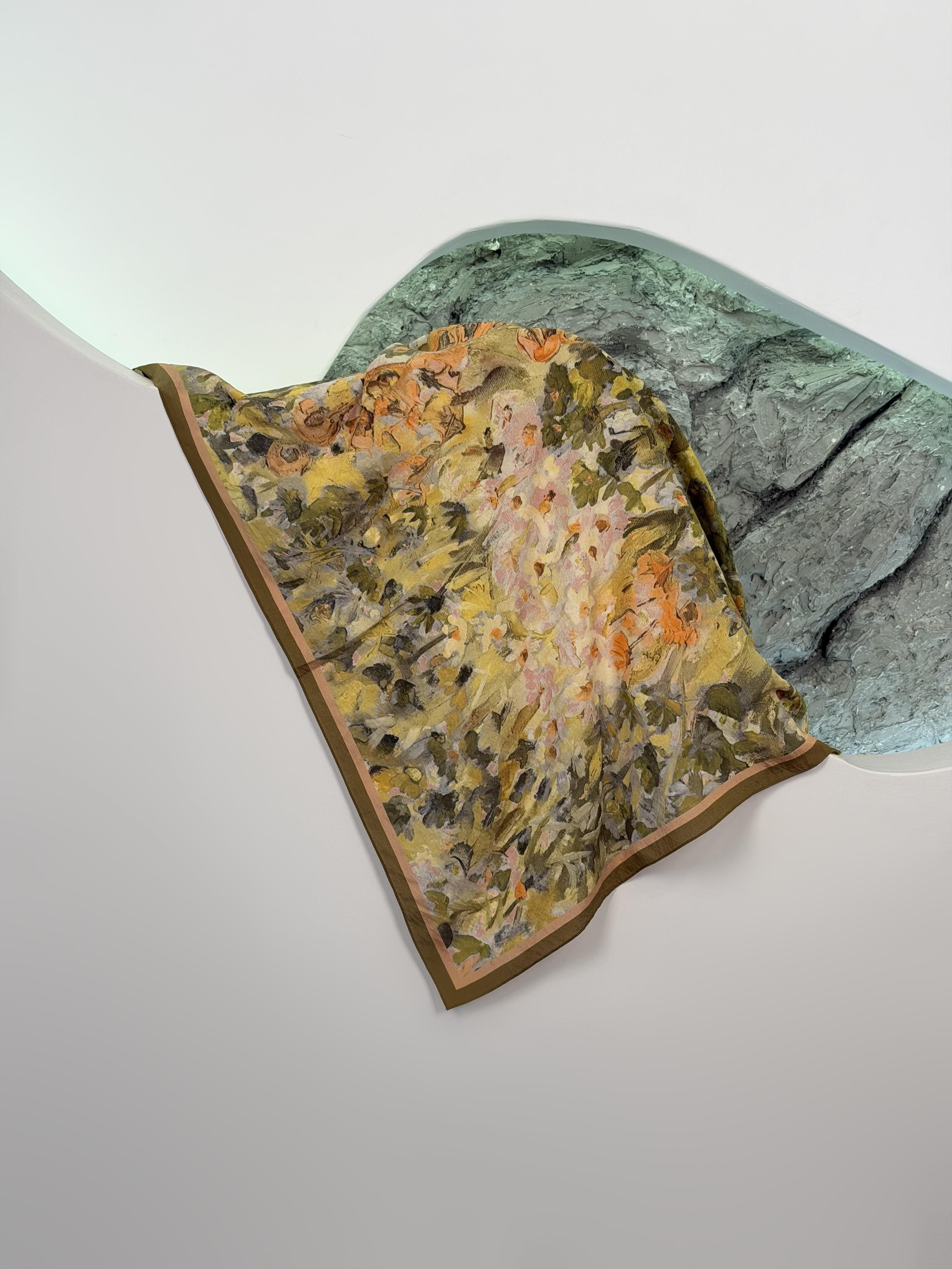 Olive Renk Soft Floral Eşarp