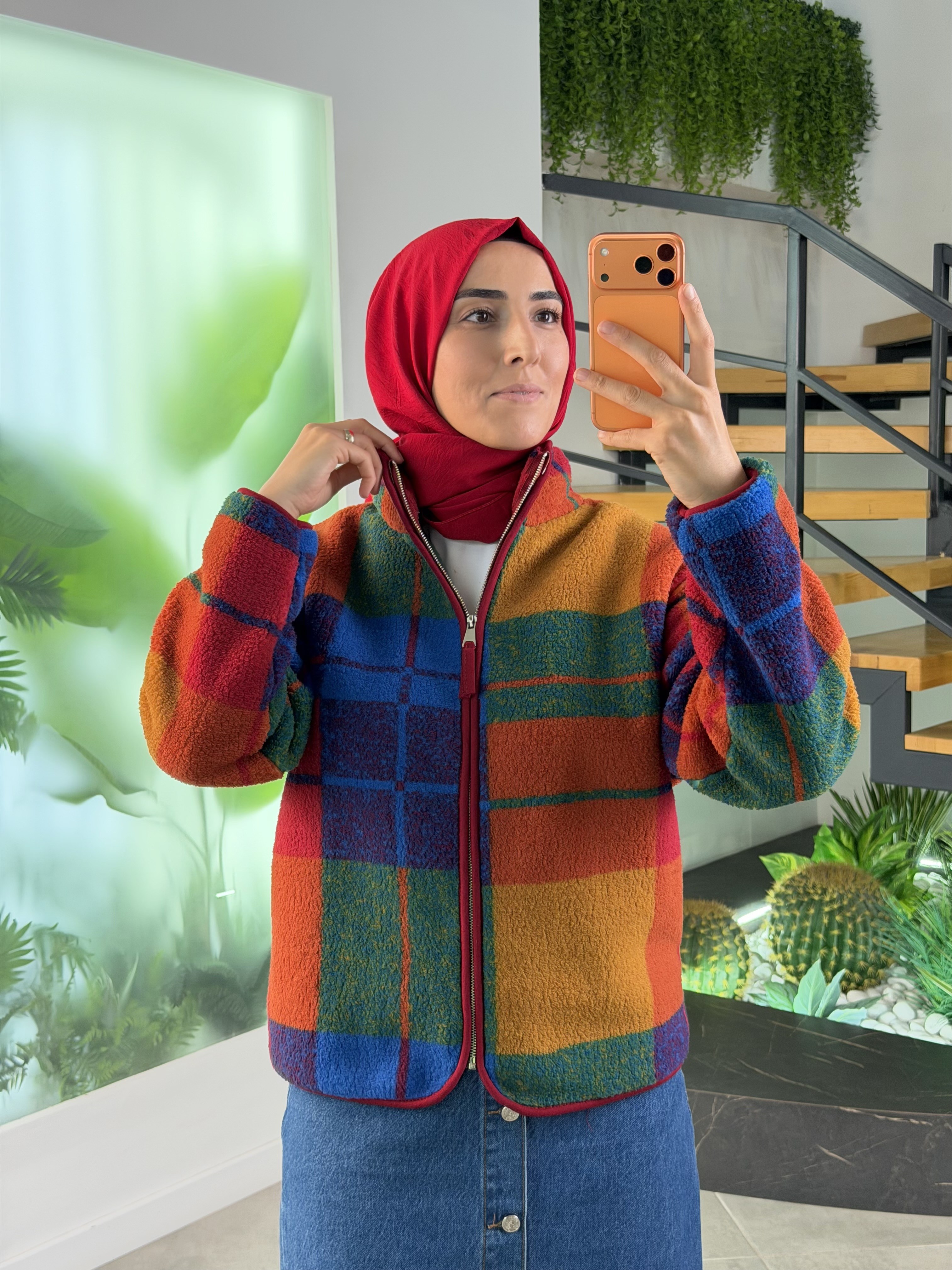 Orjinal Renk  Fermuarlı Polar Basic Ceket
