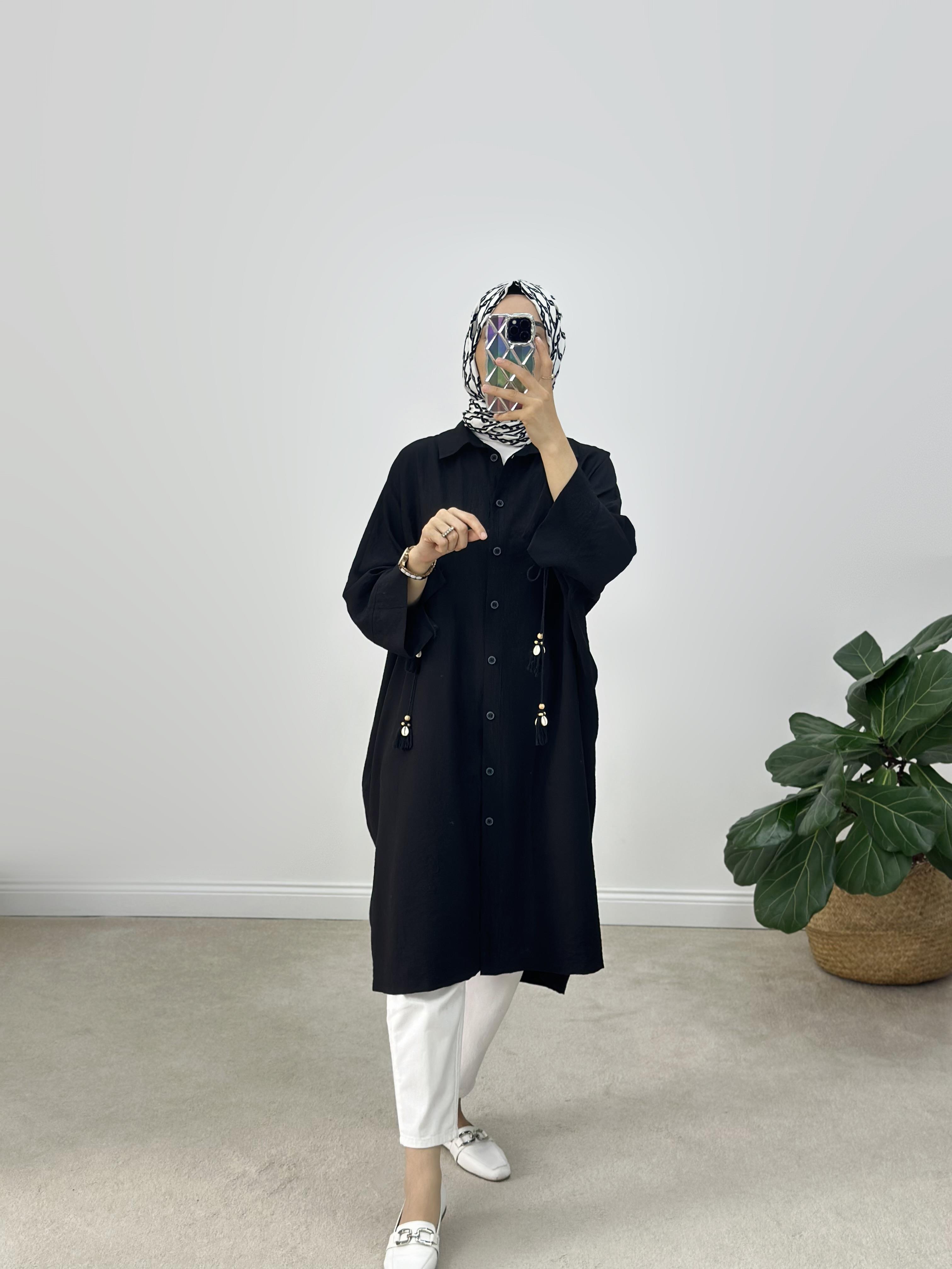 Püskül Detaylı Oversize Gömlek