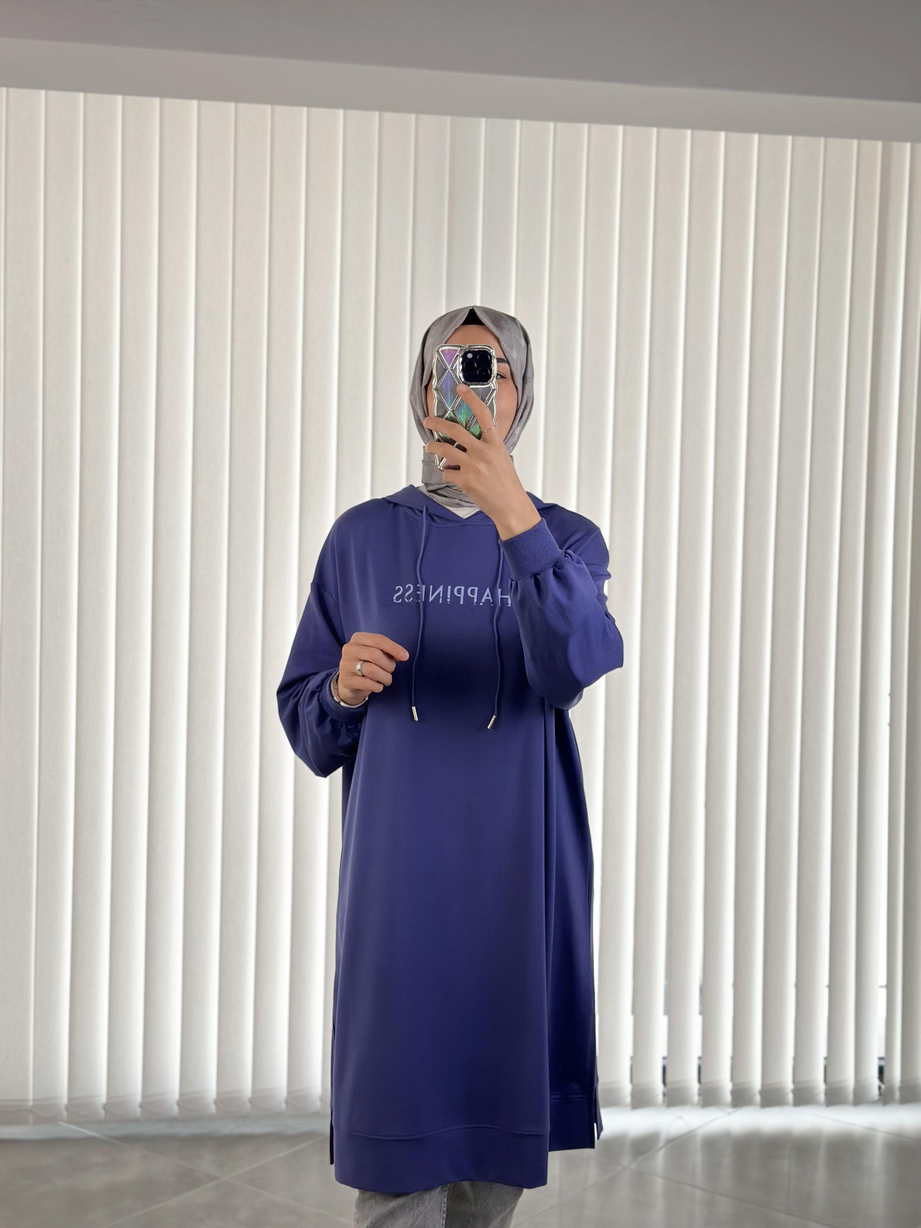 Renk Baskılı Kapüşonlu Alacakaranlık Renk Kadın Sweatshirt 