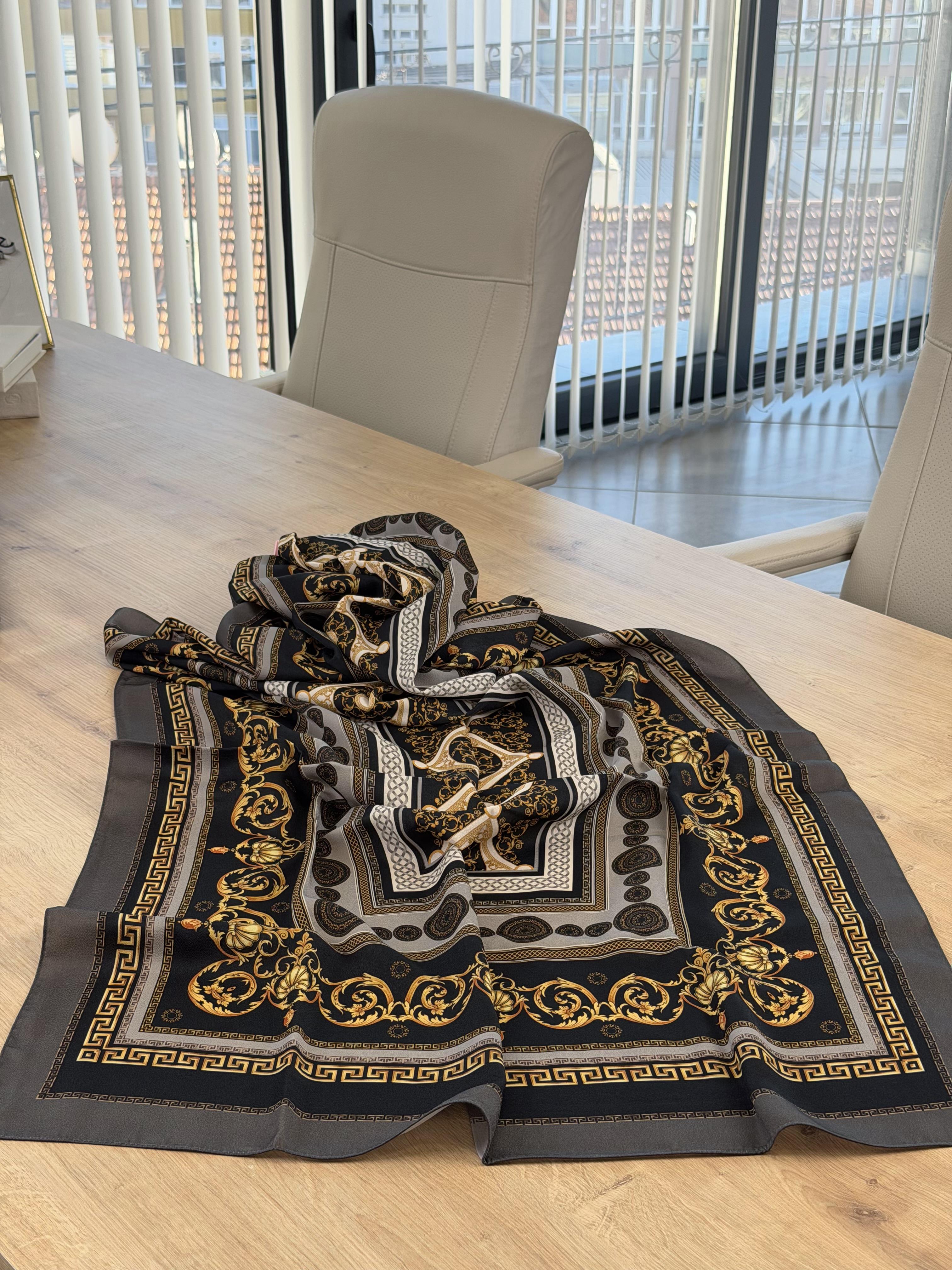 Siyah-Antrasit Renk Ottoman  Etnik Şal