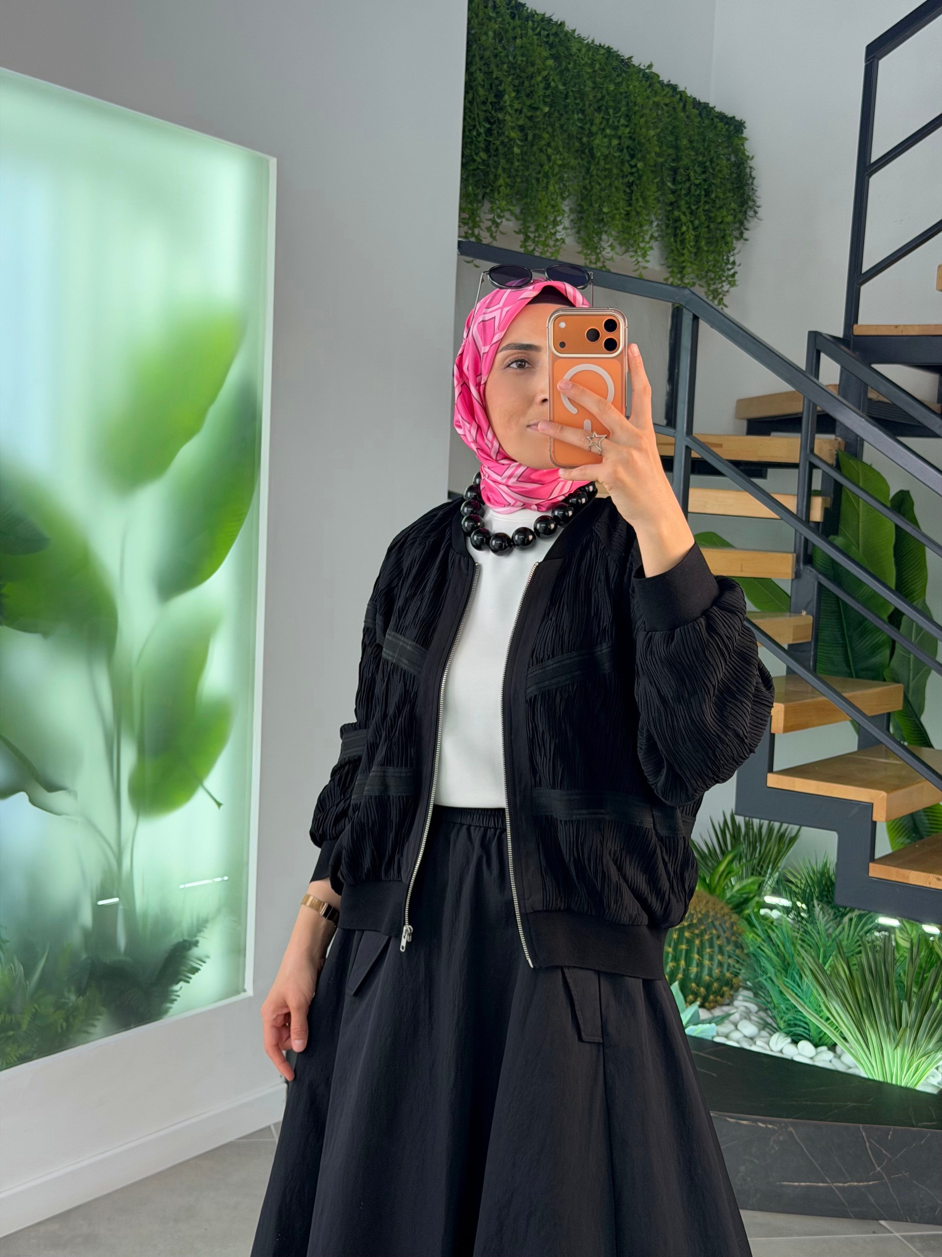 Siyah Renk Premium Fermuarlı Bomber Ceket