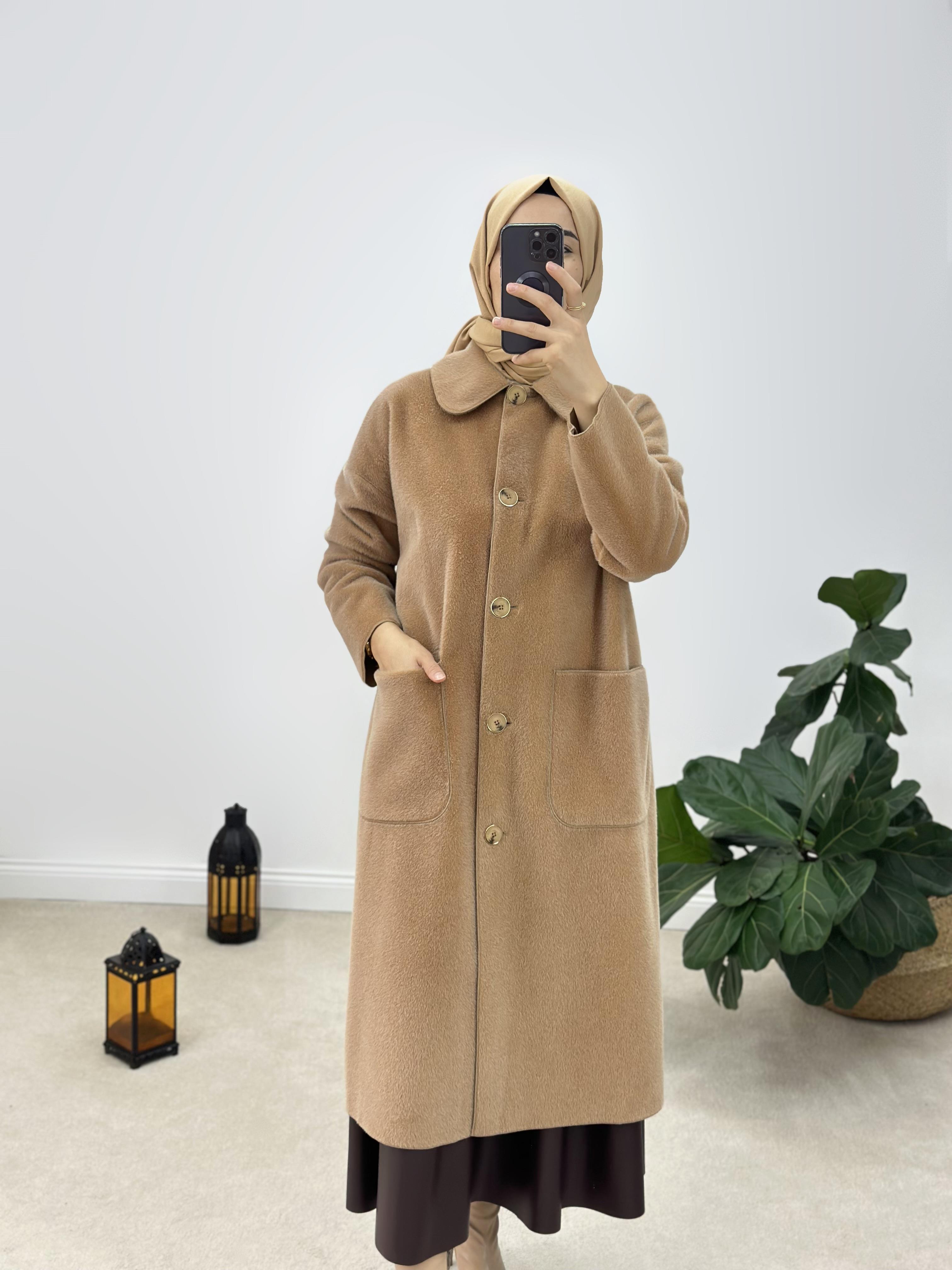 Suni Kürk Kumaş Oversize Kaban