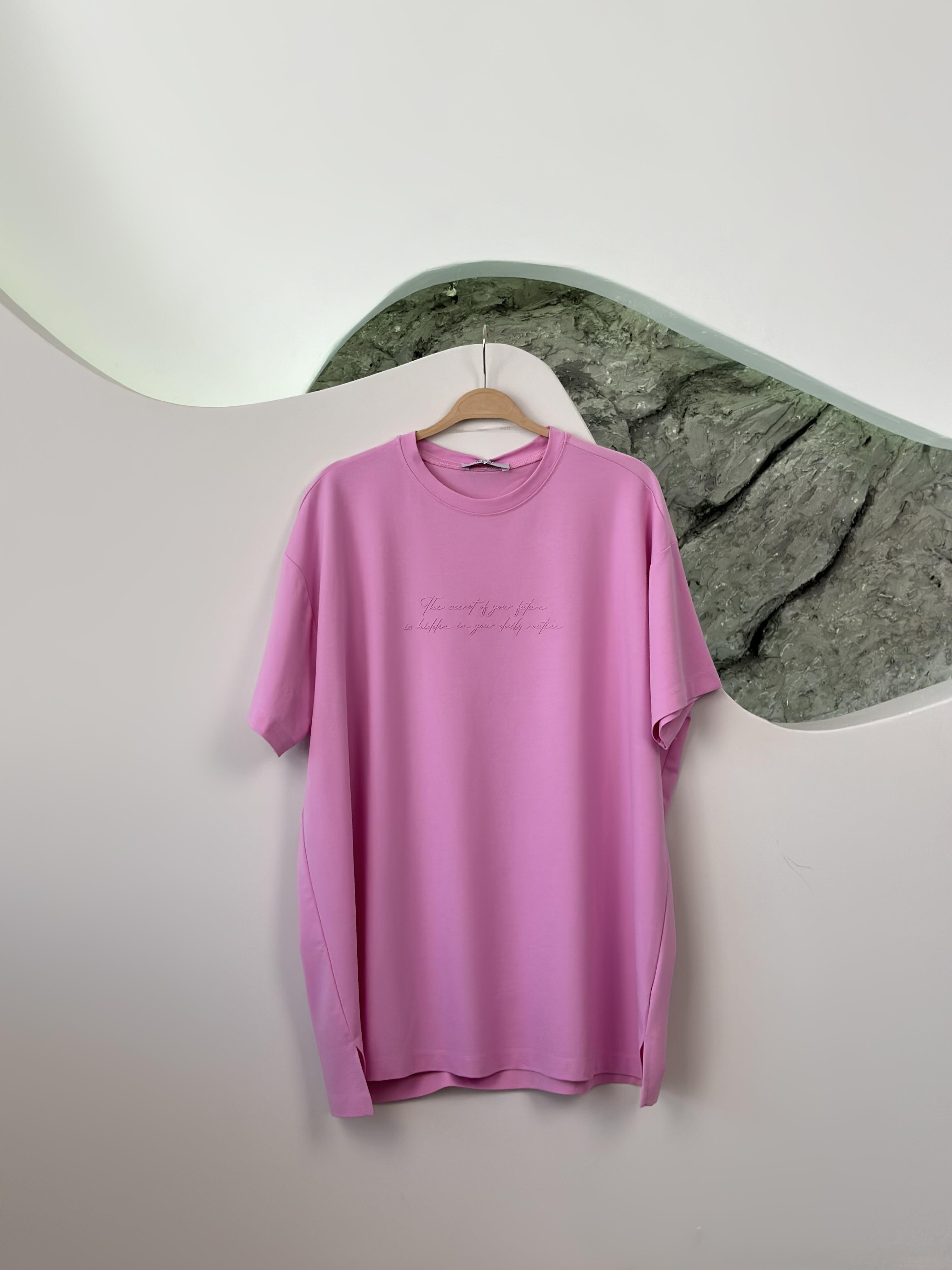 Tonaton Yüksek Baskılı Leylak Renk Kadın Basic T-shirt