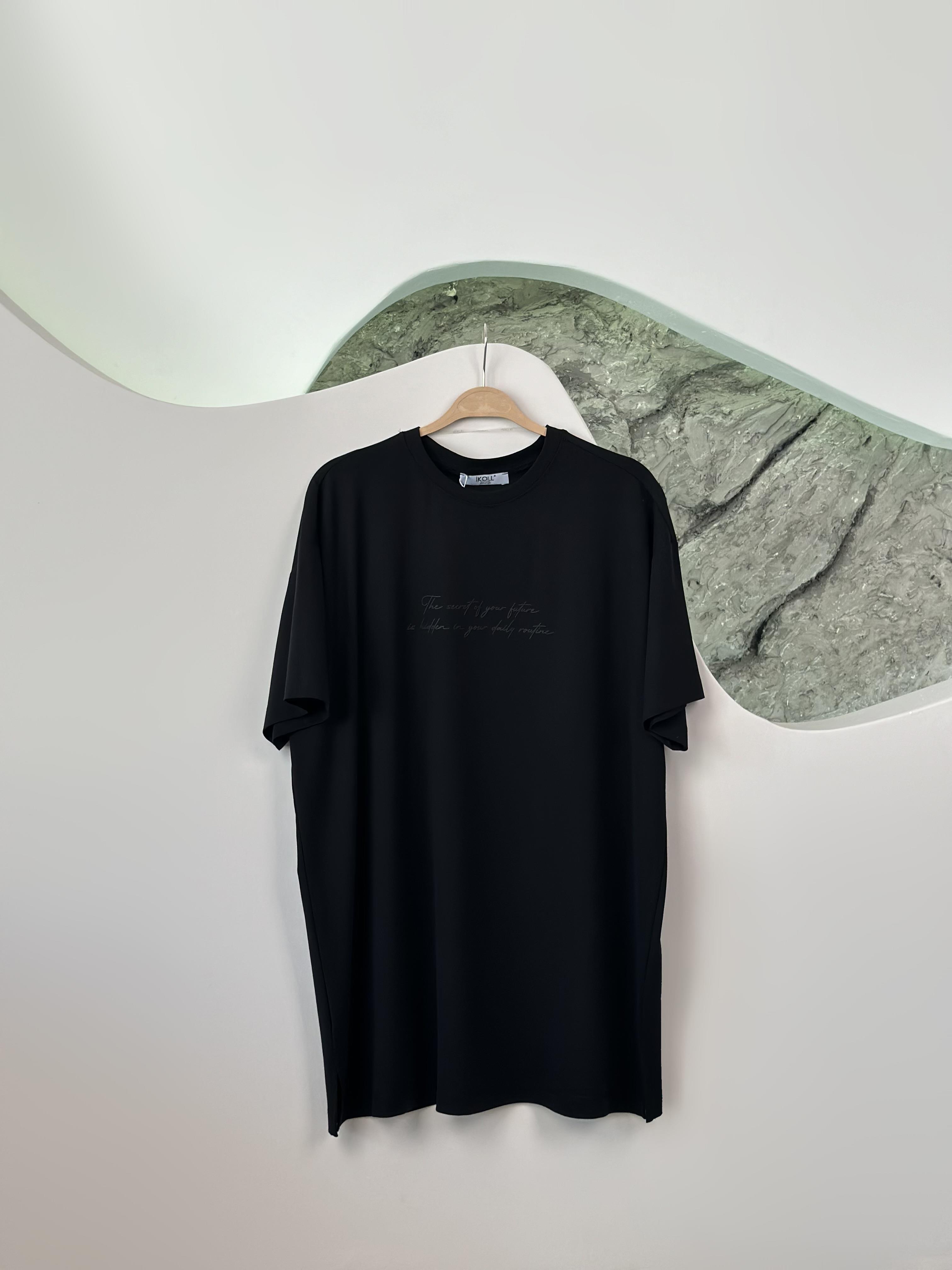 Tonaton Yüksek Baskılı Siyah Renk Kadın Basic T-shirt