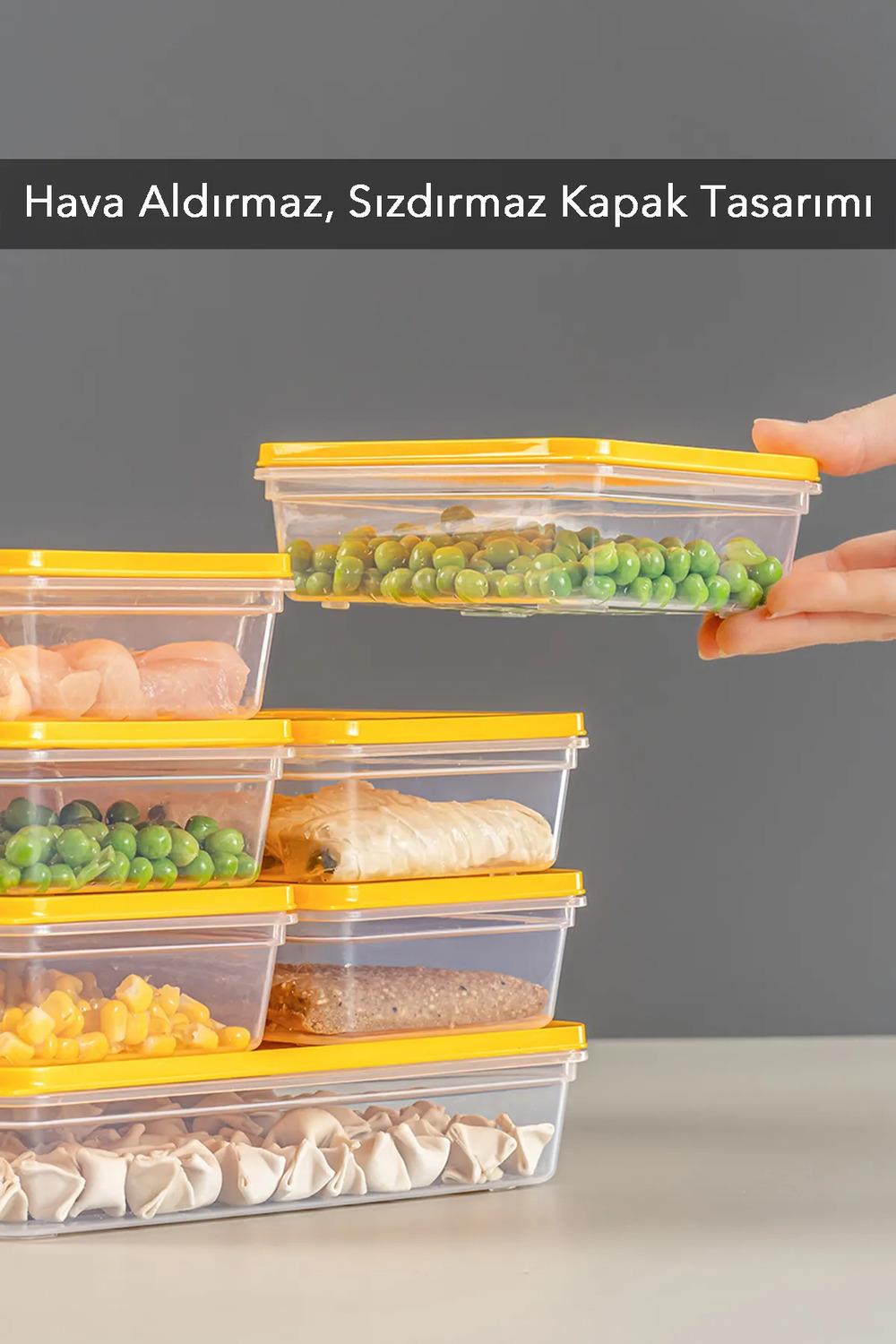 11li Buzdolabı Organizer Mikrodalga Ve Difrize Uygun Saklama Kabı 1x2400ml - 2x1170ml - 8x600ml