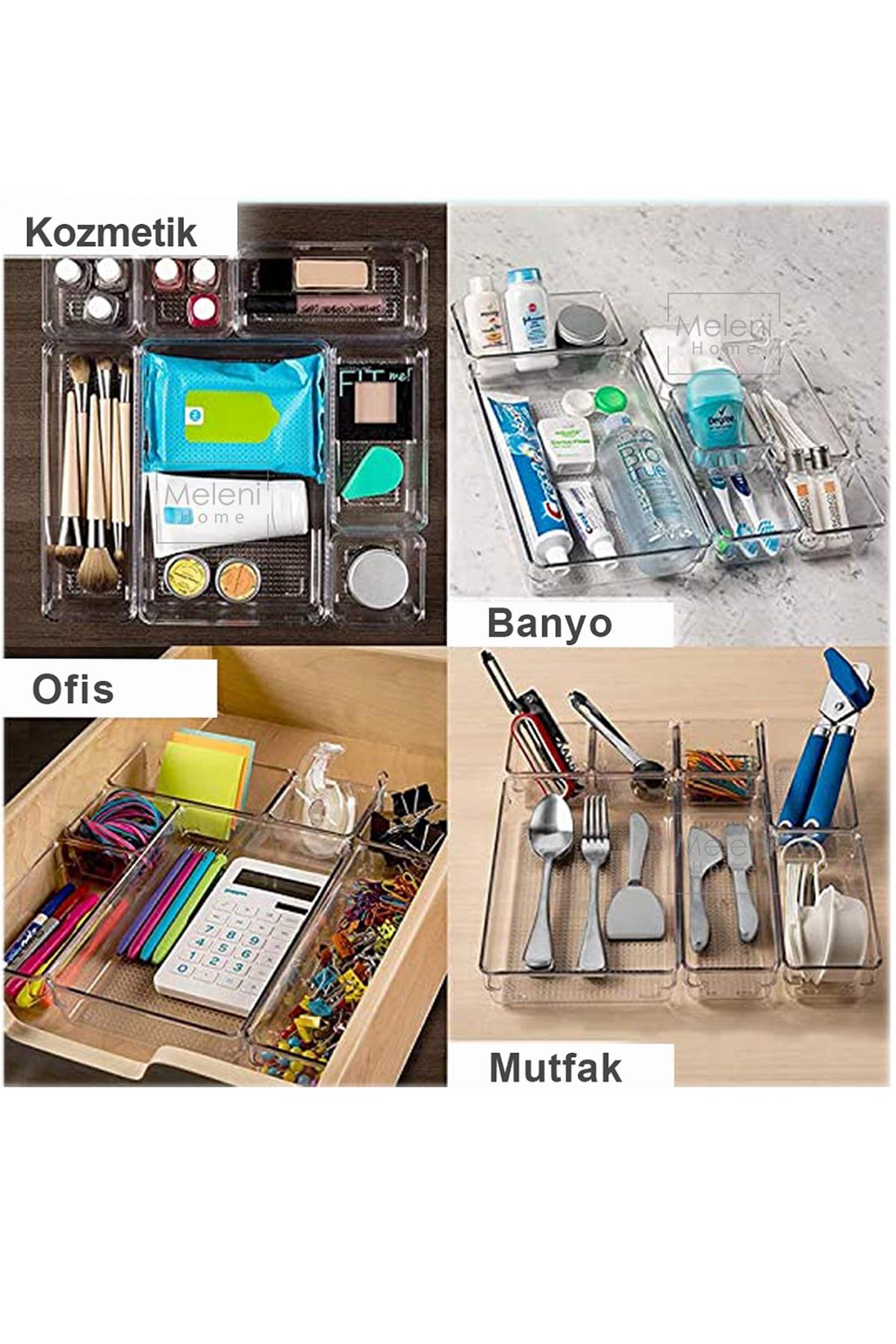 16lı Modüler Set Çekmece İçi Düzenleyici - Makyaj Takı Aksesuar Organizer - Dolap İçi Düzenleyici