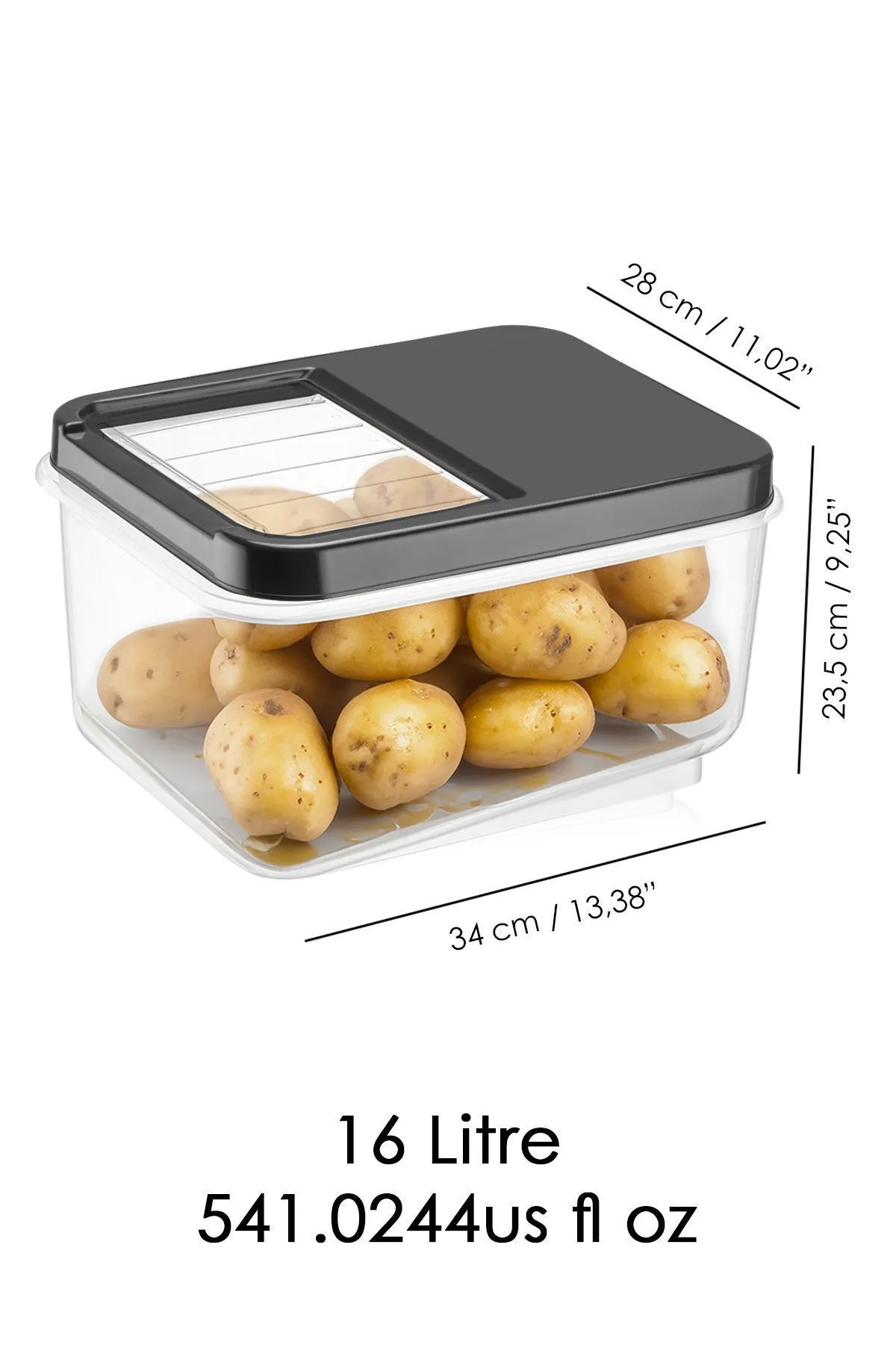 3lü 16 Litre Sürgülü Kapak Sebzelik - Patates Soğan Saklama Kabı Erzak Saklama Kabı Antrasit