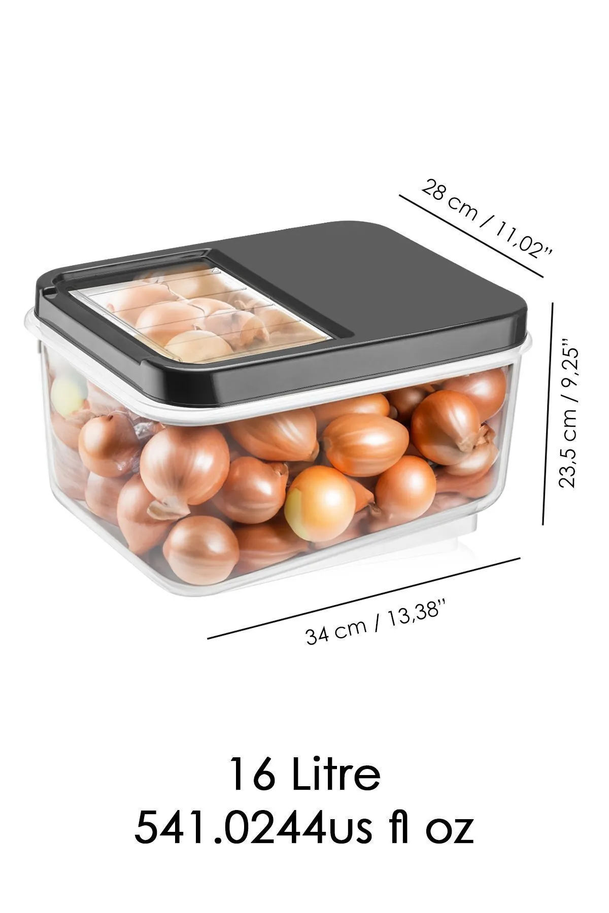 3lü 16 Litre Sürgülü Kapak Sebzelik - Patates Soğan Saklama Kabı Erzak Saklama Kabı Antrasit