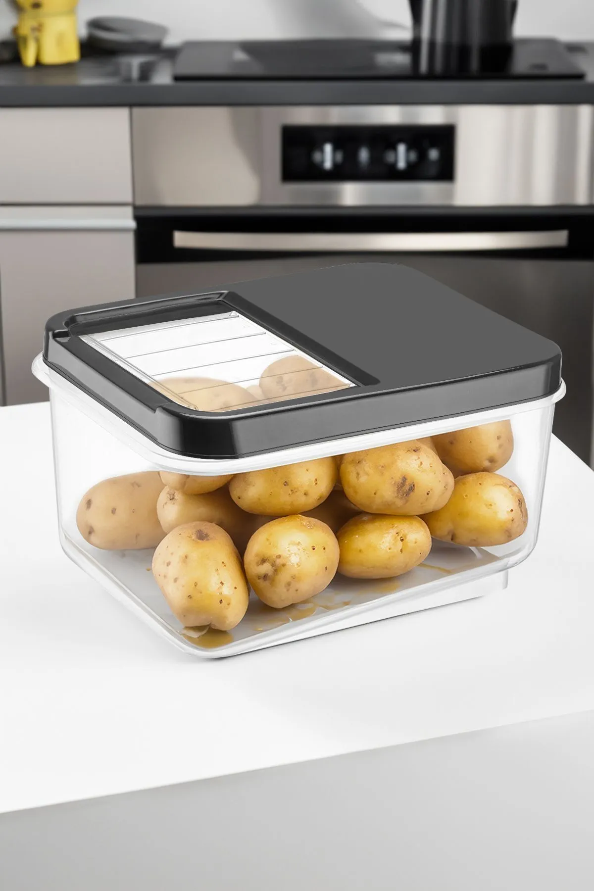 3lü 16 Litre Sürgülü Kapak Sebzelik - Patates Soğan Saklama Kabı Erzak Saklama Kabı Antrasit