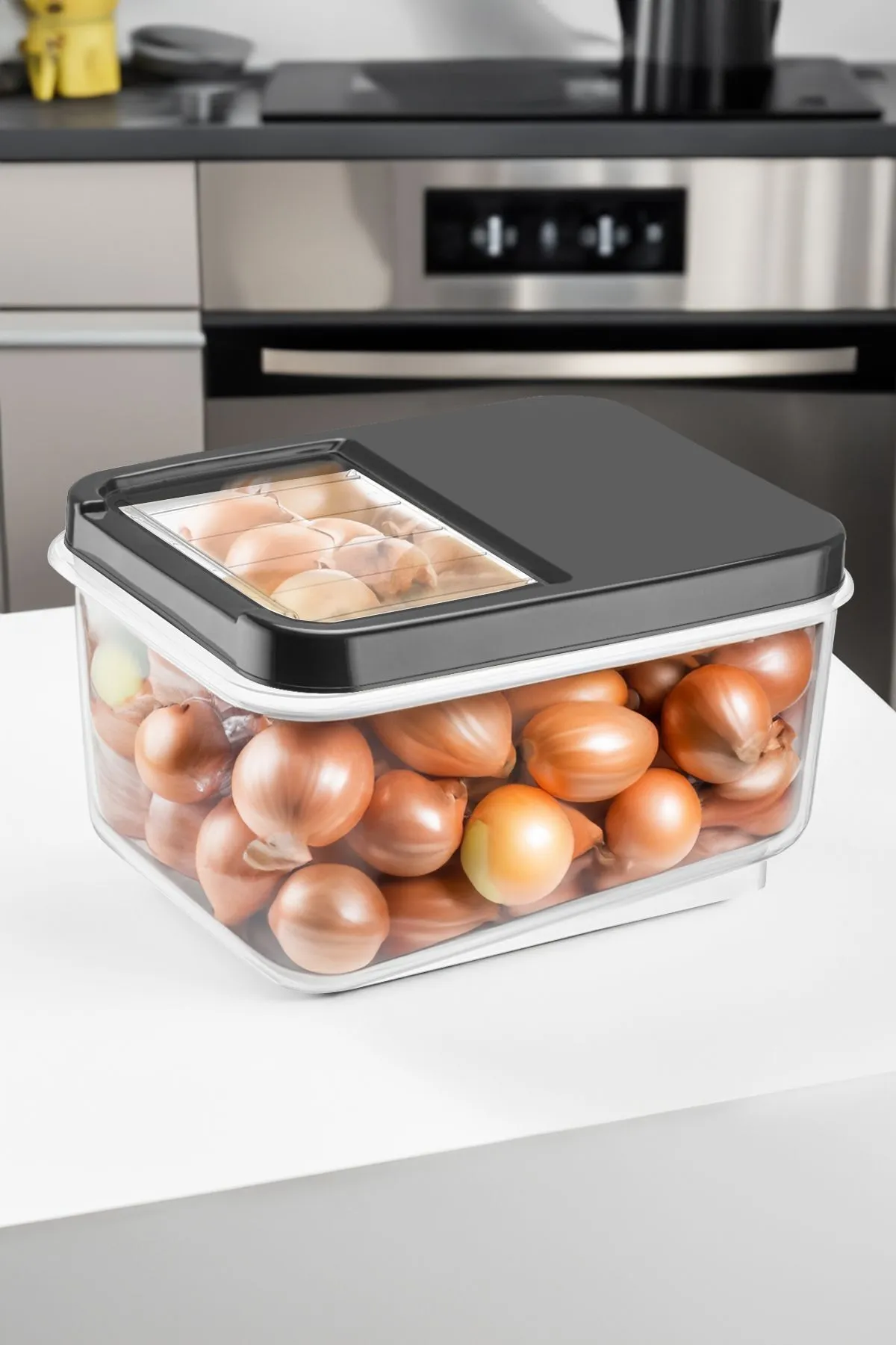 3lü 16 Litre Sürgülü Kapak Sebzelik - Patates Soğan Saklama Kabı Erzak Saklama Kabı Antrasit