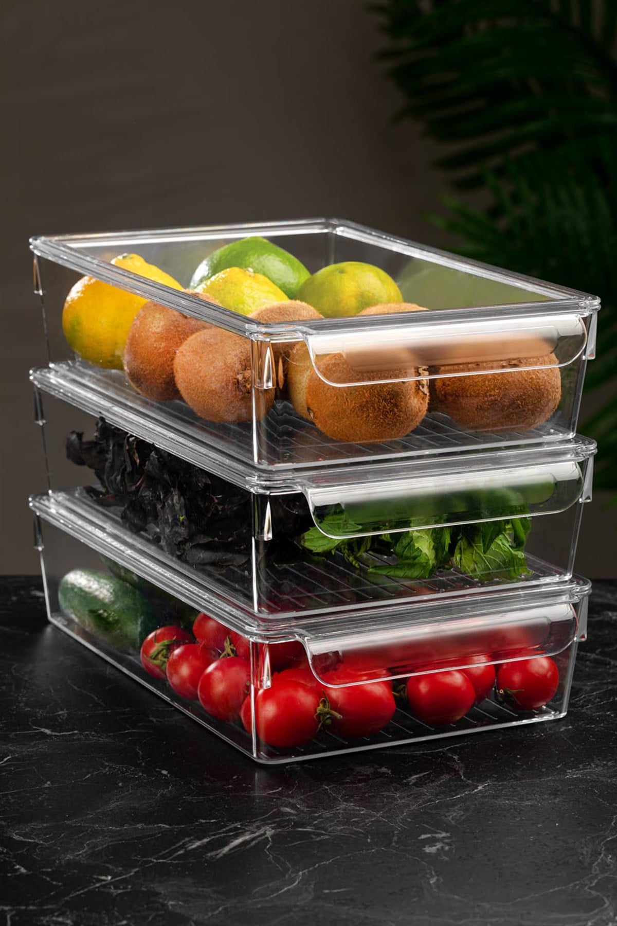 3lü Set Kapaklı Buzdolabı Düzenleyici Buzdolabı İçi Düzenleyici Organizer