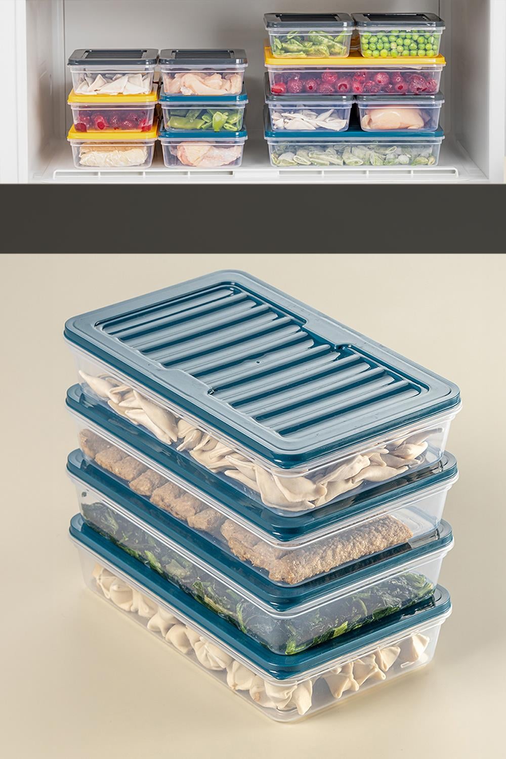 4lü Buzdolabı Organizer Mikrodalga Ve Difrize Uygun Saklama Kabı Petrol 4 X 1200 ml