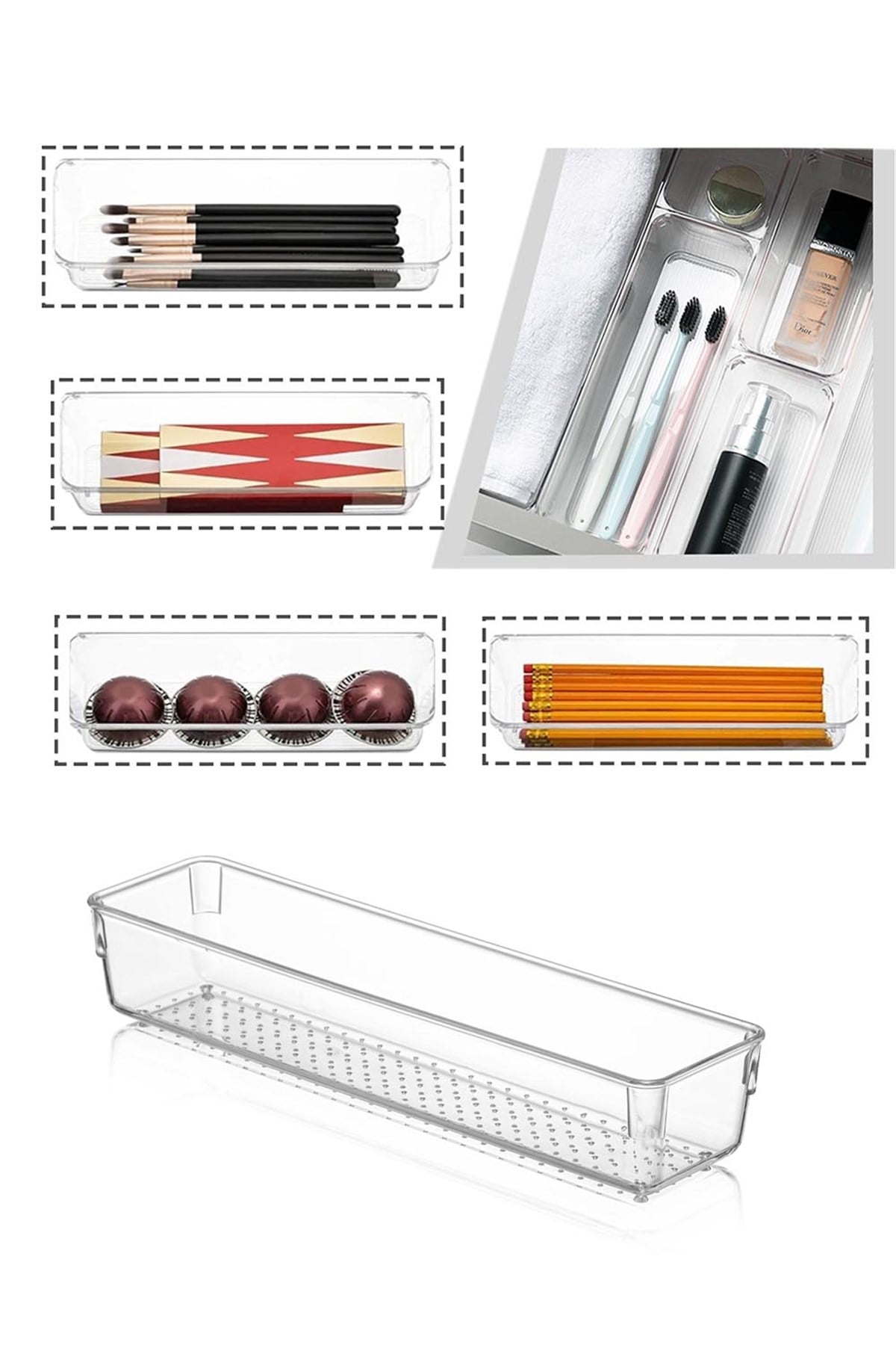 Çekmece İçi Düzenleyici, Modüler Saklama Kabı - Makyaj Takı Organizeri 30 x 7,5 cm