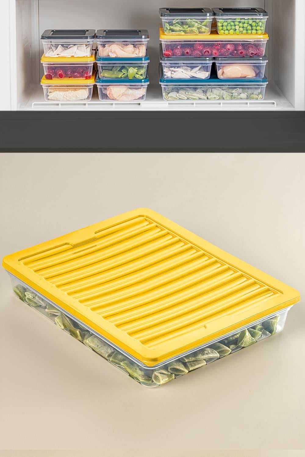 Mikrodalga Uyumlu Saklama Kabı, Erzak Kabı Sarı 1 X 2400ml
