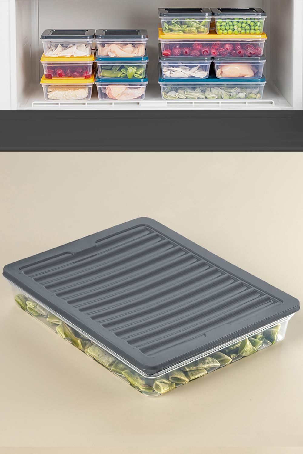 Mikrodalga Uyumlu Saklama Kabı Erzak Kabı Antrasit 1 X 2400ml