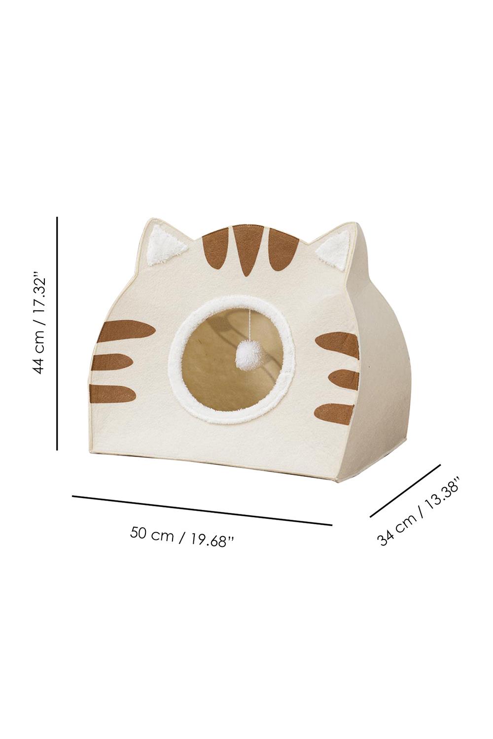 Taşınabilir Kedi Küçük Irk Köpek Evi Yuvası Ergonomik Yatak Keçe Krem 44x50x34cm