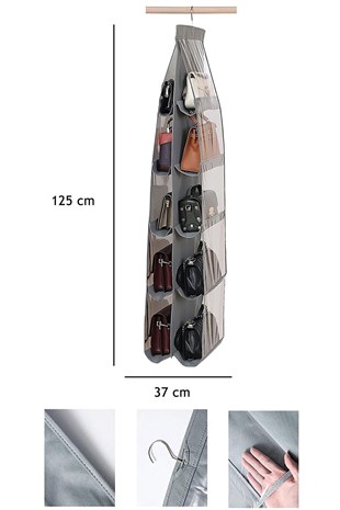 10 Cepli Dolap İçi Çanta Düzenleyici - Şeffaf Pencereli Ayakkabı Çanta Organizeri