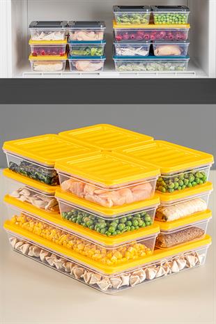 11li Buzdolabı Organizer Mikrodalga Ve Difrize Uygun Saklama Kabı 1x2400ml - 2x1170ml - 8x600ml