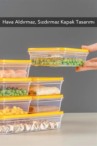 11li Buzdolabı Organizer Mikrodalga Ve Difrize Uygun Saklama Kabı 1x2400ml - 2x1170ml - 8x600ml