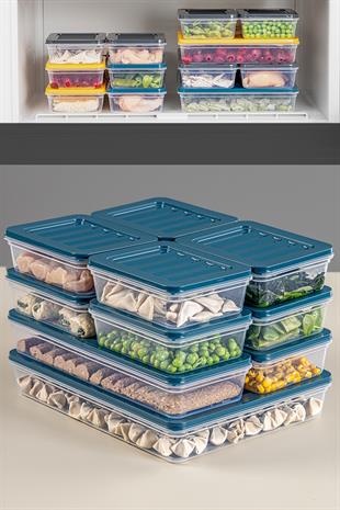 11li Mikrodalga Uyumlu Saklama Kabı, Erzak Kabı 1x2400ml - 2x1170ml - 8x600ml
