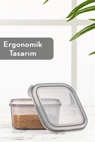 12li Etiketli Kapaklı Kare Erzak Saklama Kabı Seti Baharatlık Seti 300 ml