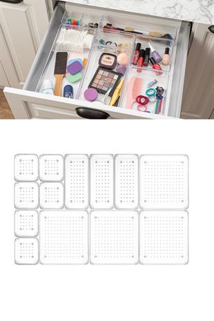 13lü Takı Kozmetik Düzenleyici - Modüler Makyaj Çekmece İçi Düzenleyici - Mutfak Banyo Organizer