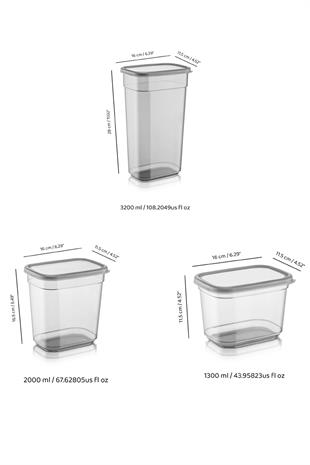18li Etiketli Multi Dikdörtgen Saklama Kabı Mikrodalga ve Difriz Uyumlu 6x(1,3 Lt-2 Lt-3,2 Lt)