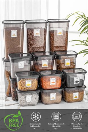 18li Etiketli Multi Dikdörtgen Saklama Kabı Mikrodalga ve Difriz Uyumlu 6x(1,3 Lt-2 Lt-3,2 Lt)