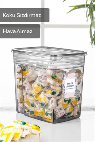 2 Adet Mega Boy Deterjan Saklama Kutusu - Lena Pratik Kapaklı Tablet Deterjan Saklama Kabı 2x5,5 Lt