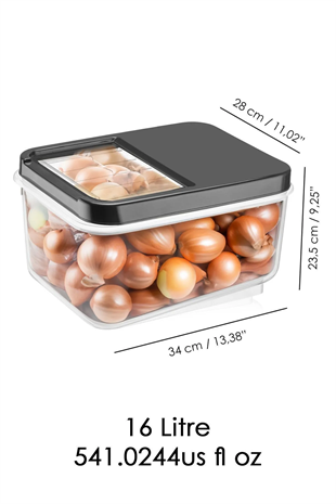 2li 16 Litre Sürgülü Kapak Sebzelik - Patates Soğan Saklama Kabı Erzak Saklama Kabı Antrasit