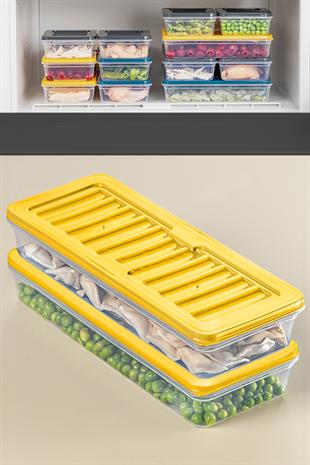 2li Buzdolabı Organizer Mikrodalga Ve Difrize Uygun Saklama Kabı Sarı 2 X 1170 ml