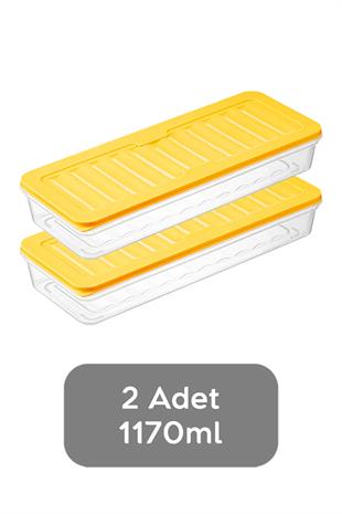 2li Buzdolabı Organizer Mikrodalga Ve Difrize Uygun Saklama Kabı Sarı 2 X 1170 ml