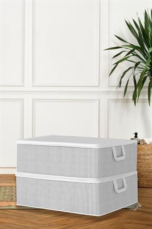 2li Çekyat Baza Tipi Yastık Kıyafet Saklama Hurcu - Baza Altı Düzenleyici Hurç 50 x 30 x 22 cm