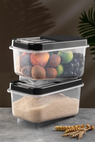 2li Multibox 7,5 Lt Bakliyat Saklama Kabı - Kayar Kapaklı Erzak Saklama Kabı Un Kabı 