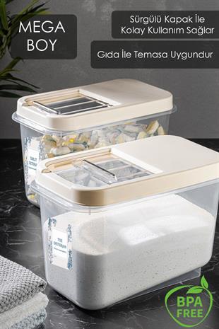 3lü 10 Lt Kayar Kapaklı Tablet Deterjan Saklama Kutusu - Etiketli Deterjan Saklama Kabı 