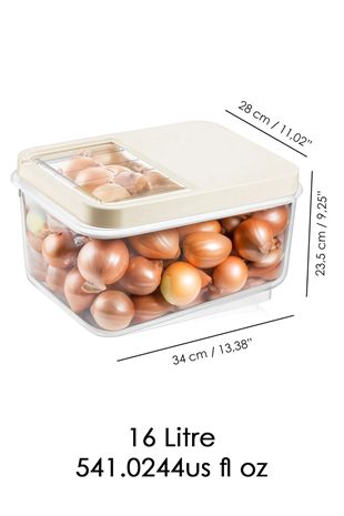 3lü 16 Litre Sürgülü Kapak Sebzelik - Patates Soğan Sebze Saklama Kabı Erzak Saklama Kabı Krem