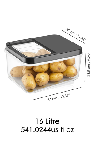 3lü 16 Litre Sürgülü Kapak Sebzelik - Patates Soğan Saklama Kabı Erzak Saklama Kabı Antrasit