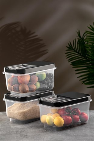 3lü Multibox 7,5 Lt Bakliyat Saklama Kabı - Kayar Kapaklı Erzak Saklama Kabı Un Kabı 