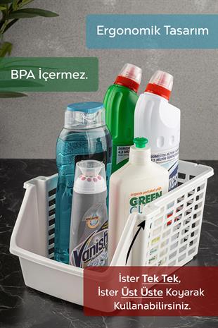 3lü Set Üst Üste Eklenebilir Düzenleyici Banyo Mutfak Rafı 