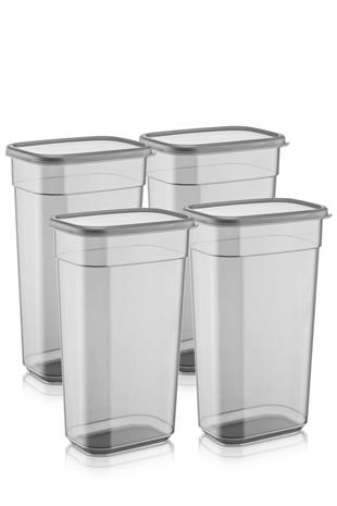 4 Adet Jumbo Etiketli Dikdörtgen Saklama Kabı - Tablet Deterjan Saklama Kutusu Seti 3200 ml