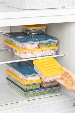 4lü Buzdolabı Organizer Mikrodalga Ve Difrize Uygun Saklama Kabı Sarı 2 X 1170 ml - 2 X 600 ml