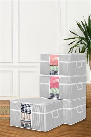 4lü Maxi Pencereli Baza Altı Hurç - Çekyat Baza Tipi Yastık Kıyafet Saklama Hurcu  45 x 40 x 30 cm