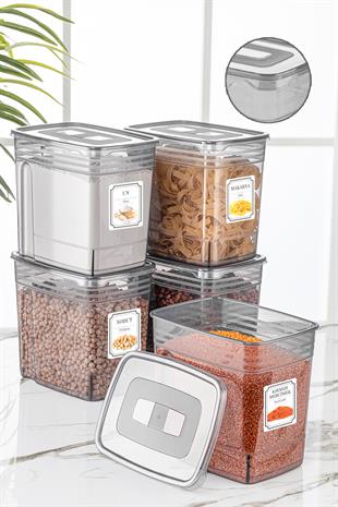 5li Mega Boy 5,5 Litre Un Kabı - Bakliyat Saklama Kabı - Lena Çok Amaçlı Malzeme Kutusu Erzak Kabı