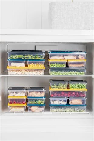 6lı Buzdolabı Organizer Mikrodalga Ve Difrize Uygun Saklama Kabı Sarı 6 X 1170 ml